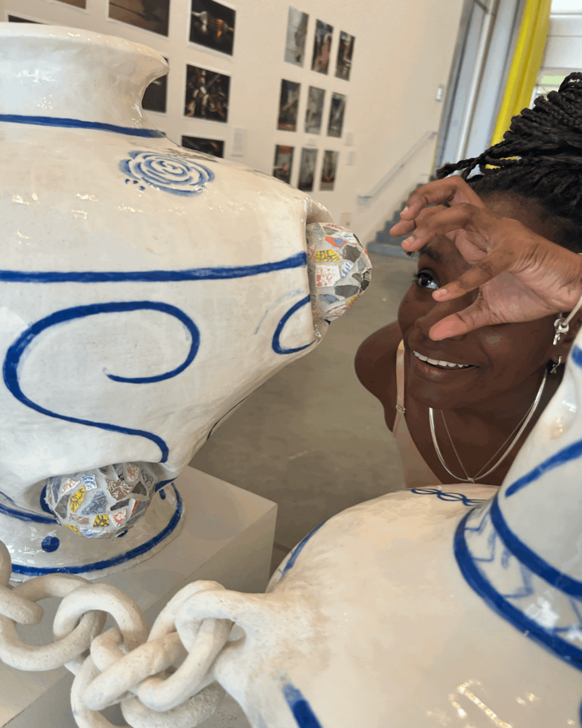Detail view of Pots with the artist, Spring 2024